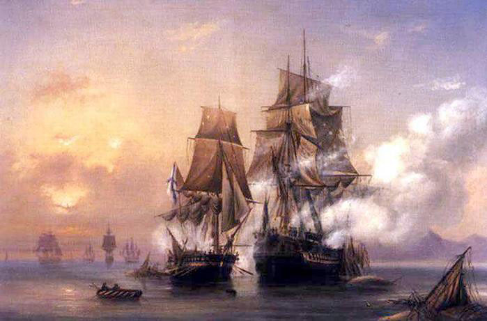 Capturing of Swedish 44-gun frigate Venus by Russian 22-gun cutter Merkuriy of June 1, 1789.